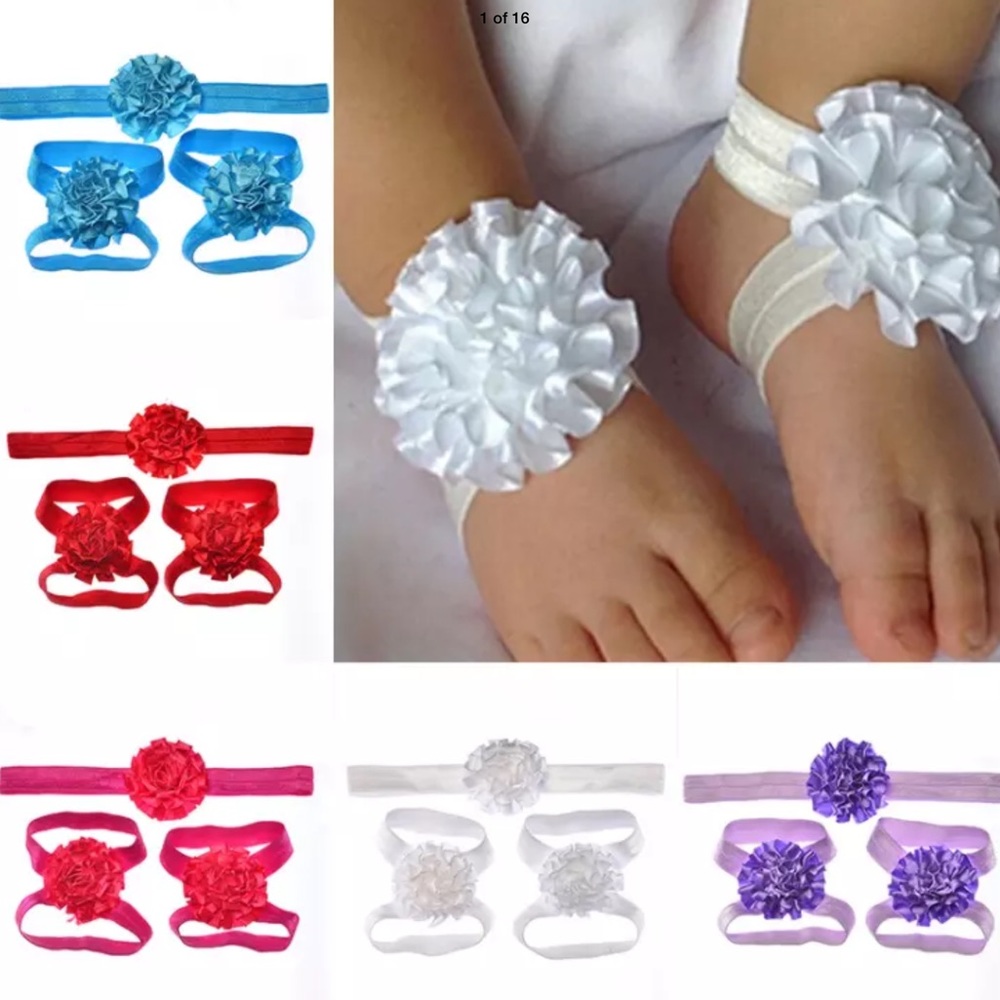 New 2 sets baby footies W headband & Keepsake Box